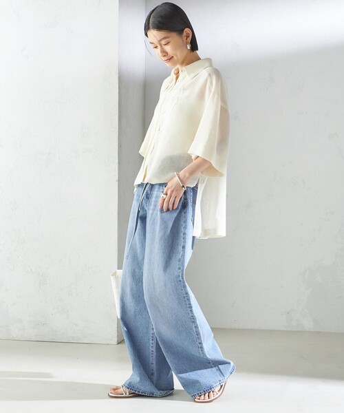 激安特価 手洗い可能〉麻調 メッシュ 半袖 ビッグ シャツ（シャツ リール