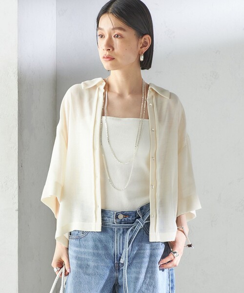 手洗い可能〉麻調 メッシュ 半袖 ビッグ シャツ（シャツ