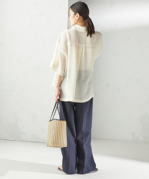 手洗い可能〉麻調 メッシュ 半袖 ビッグ シャツ（シャツ