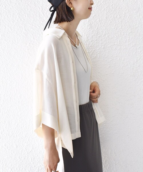 手洗い可能〉麻調 メッシュ 半袖 ビッグ シャツ（シャツ