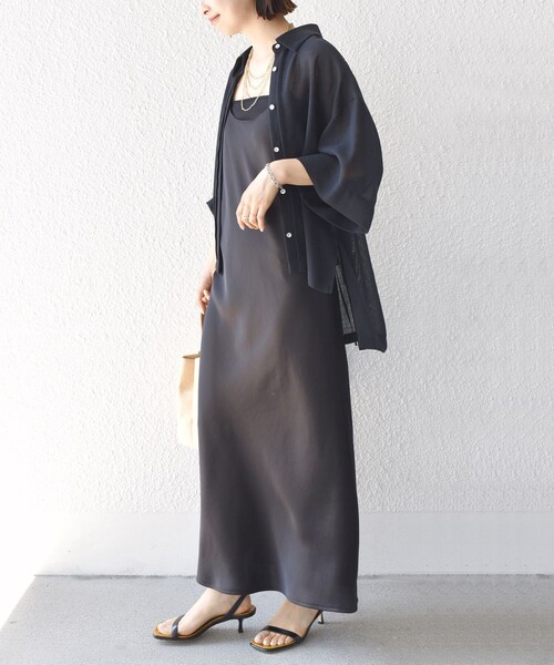 【シップス　ウィメン】〈手洗い可能〉麻調 メッシュ 半袖 ビッグ シャツ 手洗い可能〉麻調 メッシュ 半袖 ビッグ シャツ（シャツ