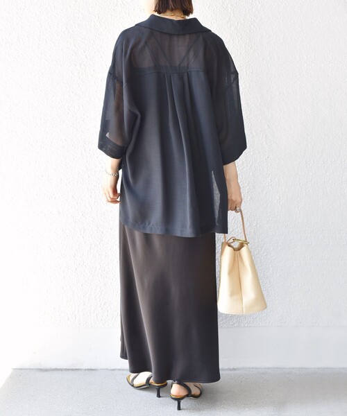 手洗い可能〉麻調 メッシュ 半袖 ビッグ シャツ（シャツ