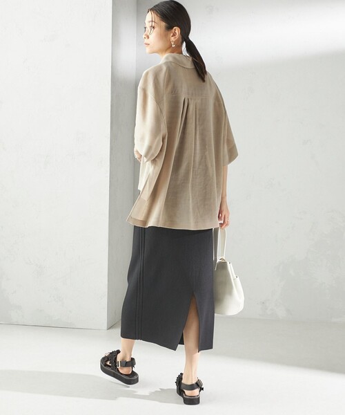SHIPS for women / シップスウィメン 〈手洗い可能〉麻調 メッシュ 半袖 ビッグ シャツ 手洗い可能〉麻調 メッシュ 半袖 ビッグ シャツ（シャツ