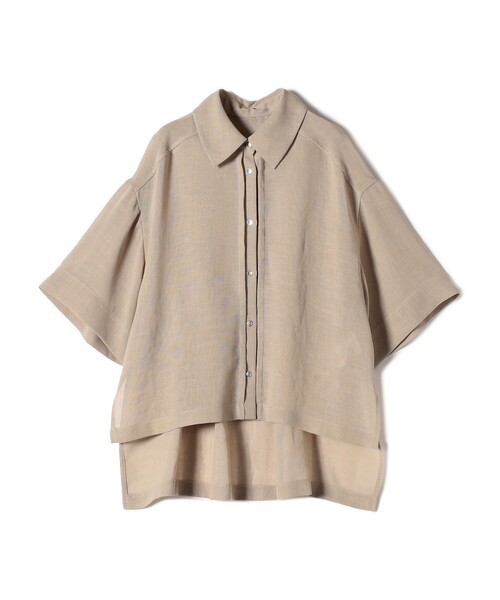 手洗い可能〉麻調 メッシュ 半袖 ビッグ シャツ（シャツ
