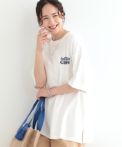 Cutie Blonde（キューティーブロンド）の「【洗える/選べる3柄】BIGプリントゆるTシャツ（Tシャツ/カットソー・レディース・チャコールグレー/チャコール/ホワイト系1/ホワイト系2/ホワイト系3/ブラック系・00）」の3枚目の写真