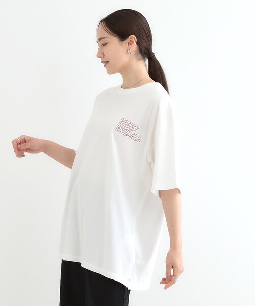 Cutie Blonde（キューティーブロンド）の「【洗える/選べる3柄】BIGプリントゆるTシャツ（Tシャツ/カットソー・レディース・チャコールグレー/チャコール/ホワイト系1/ホワイト系2/ホワイト系3/ブラック系・00）」の7枚目の写真