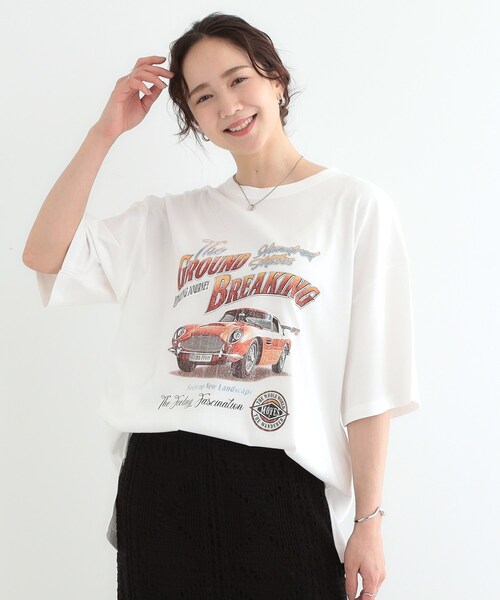 Cutie Blonde（キューティーブロンド）の「【洗える/選べる3柄】BIGプリントゆるTシャツ（Tシャツ/カットソー・レディース・チャコールグレー/チャコール/ホワイト系1/ホワイト系2/ホワイト系3/ブラック系・00）」の15枚目の写真