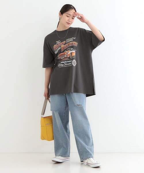 Cutie Blonde（キューティーブロンド）の「【洗える/選べる3柄】BIGプリントゆるTシャツ（Tシャツ/カットソー・レディース・チャコールグレー/チャコール/ホワイト系1/ホワイト系2/ホワイト系3/ブラック系・00）」の21枚目の写真