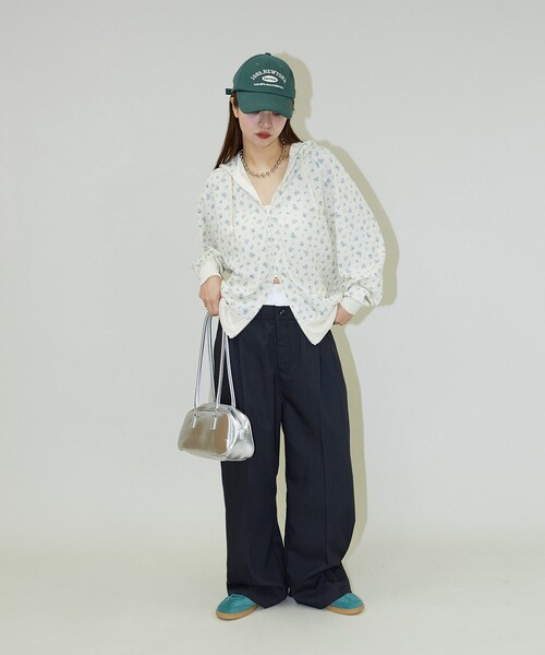 パーカー JEMORGAN/ジェーイーモーガン ワッフル 花柄 ダブルジップ パーカー　限定展開 レディース JEMORGAN/ジェーイーモーガン ワッフル 花柄 ダブルジップ