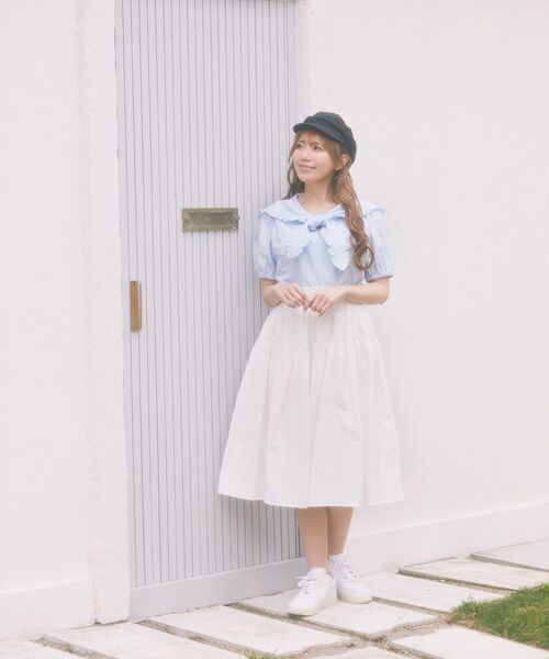 Areeam（アリーム）の「タフタギャザースカート（スカート・レディース・オフホワイト/ブルー・FREE）」の22枚目の写真