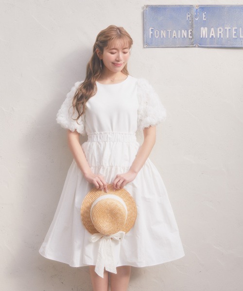 Areeam（アリーム）の「タフタギャザースカート（スカート・レディース・オフホワイト/ブルー・FREE）」の3枚目の写真