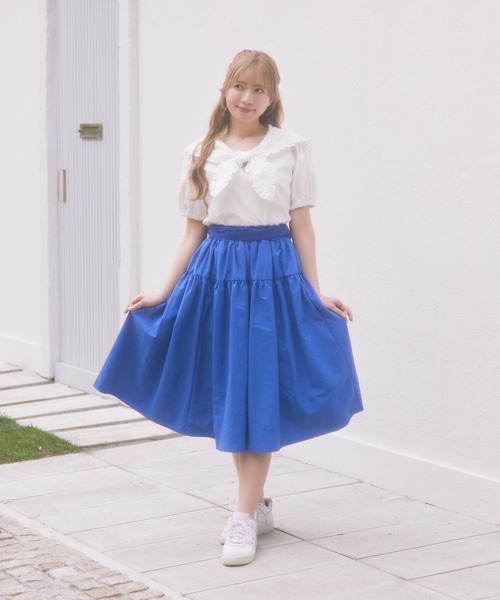 Areeam（アリーム）の「タフタギャザースカート（スカート・レディース・オフホワイト/ブルー・FREE）」の9枚目の写真