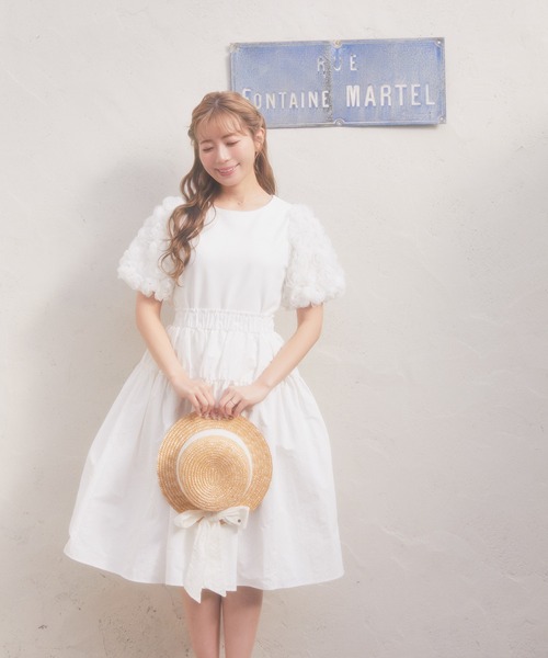 Areeam（アリーム）の「タフタギャザースカート（スカート・レディース・オフホワイト/ブルー・FREE）」の4枚目の写真