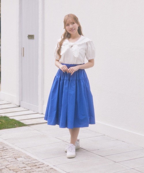 Areeam（アリーム）の「タフタギャザースカート（スカート・レディース・オフホワイト/ブルー・FREE）」の10枚目の写真