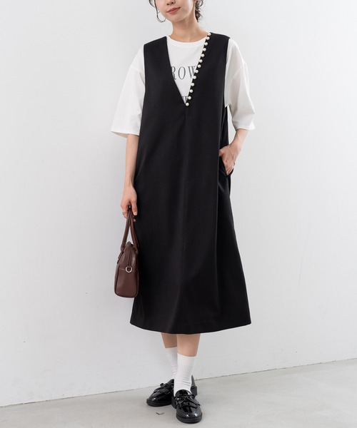 ANNA LUNA(アンナルナ)の「【ANNA LUNA】 上品 軽やか 大人のための ジャンパースカート / ワンピース(ワンピース・レディース・ベージュ/ブラック/ネイビー・MEDIUM/LARGE)」の14枚目の写真