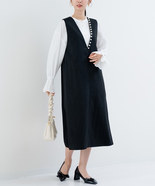 ANNA LUNA(アンナルナ)の「【ANNA LUNA】 上品 軽やか 大人のための ジャンパースカート / ワンピース(ワンピース・レディース・ベージュ/ブラック/ネイビー・MEDIUM/LARGE)」の4枚目の写真