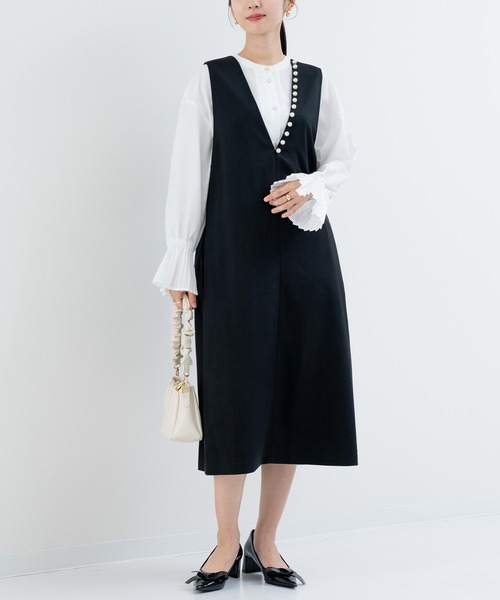 ANNA LUNA(アンナルナ)の「【ANNA LUNA】 上品 軽やか 大人のための ジャンパースカート / ワンピース(ワンピース・レディース・ベージュ/ブラック/ネイビー・MEDIUM/LARGE)」の7枚目の写真