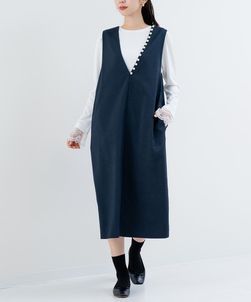ANNA LUNA(アンナルナ)の「【ANNA LUNA】 上品 軽やか 大人のための ジャンパースカート / ワンピース(ワンピース・レディース・ベージュ/ブラック/ネイビー・MEDIUM/LARGE)」の15枚目の写真