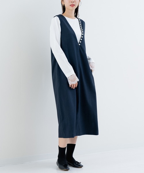 ANNA LUNA(アンナルナ)の「【ANNA LUNA】 上品 軽やか 大人のための ジャンパースカート / ワンピース(ワンピース・レディース・ベージュ/ブラック/ネイビー・MEDIUM/LARGE)」の11枚目の写真