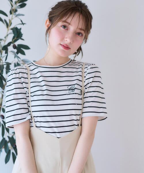 couture brooch（クチュールブローチ）の「【接触冷感・UV・マシンウォッシャブル】60CBロゴT（Tシャツ/カットソー・レディース・ブラック/サックスブルー/ブラック系2/オフホワイト・38/36/42/40）」の4枚目の写真