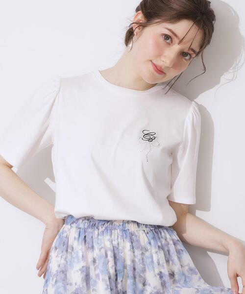 couture brooch（クチュールブローチ）の「【接触冷感・UV・マシンウォッシャブル】60CBロゴT（Tシャツ/カットソー・レディース・ブラック/サックスブルー/ブラック系2/オフホワイト・38/36/42/40）」の2枚目の写真