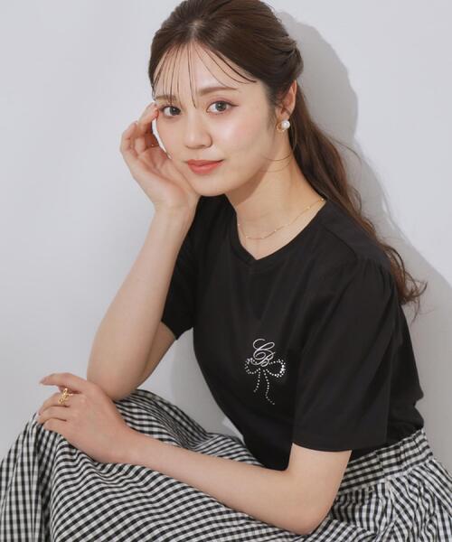 couture brooch（クチュールブローチ）の「【接触冷感・UV・マシンウォッシャブル】60CBロゴT（Tシャツ/カットソー・レディース・ブラック/サックスブルー/ブラック系2/オフホワイト・38/36/42/40）」の3枚目の写真