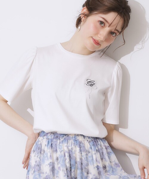 couture brooch（クチュールブローチ）の「【接触冷感・UV・マシンウォッシャブル】60CBロゴT（Tシャツ/カットソー・レディース・ブラック/サックスブルー/ブラック系2/オフホワイト・38/36/42/40）」の22枚目の写真