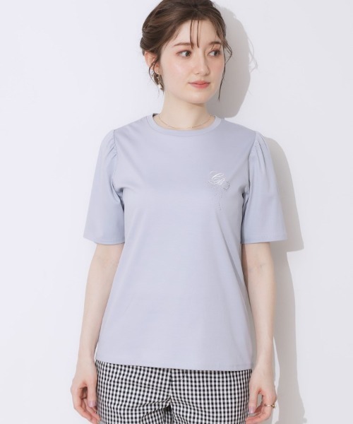 couture brooch（クチュールブローチ）の「【接触冷感・UV・マシンウォッシャブル】60CBロゴT（Tシャツ/カットソー・レディース・ブラック/サックスブルー/ブラック系2/オフホワイト・38/36/42/40）」の13枚目の写真