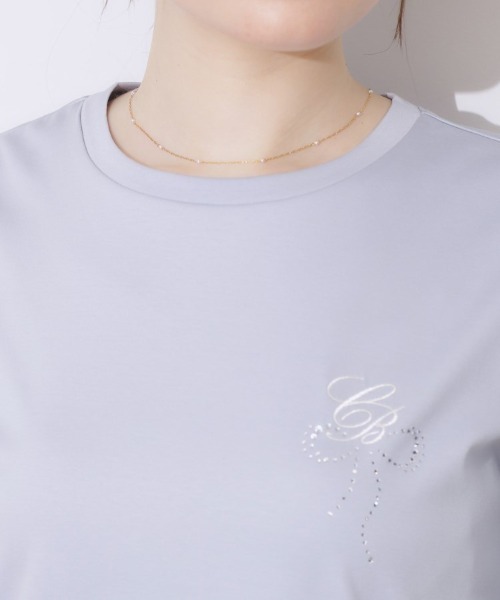 couture brooch（クチュールブローチ）の「【接触冷感・UV・マシンウォッシャブル】60CBロゴT（Tシャツ/カットソー・レディース・ブラック/サックスブルー/ブラック系2/オフホワイト・38/36/42/40）」の16枚目の写真