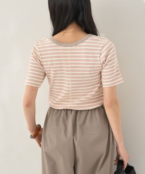 AMERICAN HOLIC（アメリカンホリック）の「リブ 5分袖トップス（Tシャツ/カットソー・レディース・ブラック/チャコールグレー/オフホワイト/ピンク・L/M）」の9枚目の写真