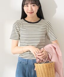 AMERICAN HOLIC | リブ 5分袖トップス(Tシャツ/カットソー)