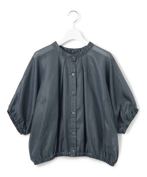 23区 L(ニジュウサンクオオキイサイズ)の「【洗える】ソフトシアーフィルム コンパクト ブラウス(シャツ/ブラウス・レディース・ベージュ系/ライトオレンジ系/ブラック系/ダークグリーン系・44/46)」の13枚目の写真