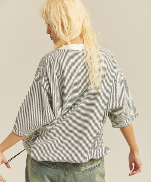 Healthknit(ヘルスニット)の「Healthknit NARROW BORDER JERSEY WIDE CREW NECK S/S TEE(Tシャツ/カットソー・メンズ・その他2/その他1・M/L/XL)」の10枚目の写真