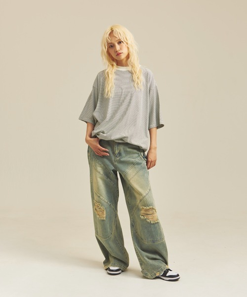 Healthknit(ヘルスニット)の「Healthknit NARROW BORDER JERSEY WIDE CREW NECK S/S TEE(Tシャツ/カットソー・メンズ・その他2/その他1・M/L/XL)」の11枚目の写真