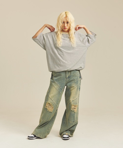 Healthknit(ヘルスニット)の「Healthknit NARROW BORDER JERSEY WIDE CREW NECK S/S TEE(Tシャツ/カットソー・メンズ・その他2/その他1・M/L/XL)」の13枚目の写真
