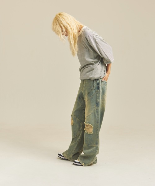 Healthknit(ヘルスニット)の「Healthknit NARROW BORDER JERSEY WIDE CREW NECK S/S TEE(Tシャツ/カットソー・メンズ・その他2/その他1・M/L/XL)」の15枚目の写真