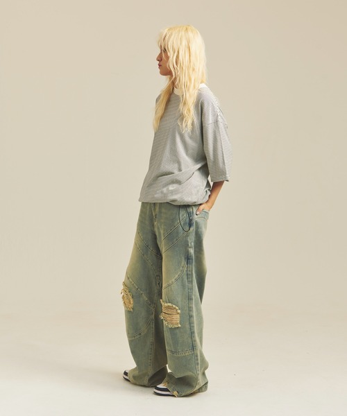 Healthknit(ヘルスニット)の「Healthknit NARROW BORDER JERSEY WIDE CREW NECK S/S TEE(Tシャツ/カットソー・メンズ・その他2/その他1・M/L/XL)」の16枚目の写真