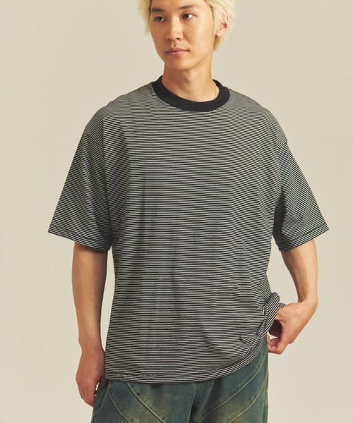 Healthknit(ヘルスニット)の「Healthknit NARROW BORDER JERSEY WIDE CREW NECK S/S TEE(Tシャツ/カットソー・メンズ・その他2/その他1・M/L/XL)」の21枚目の写真