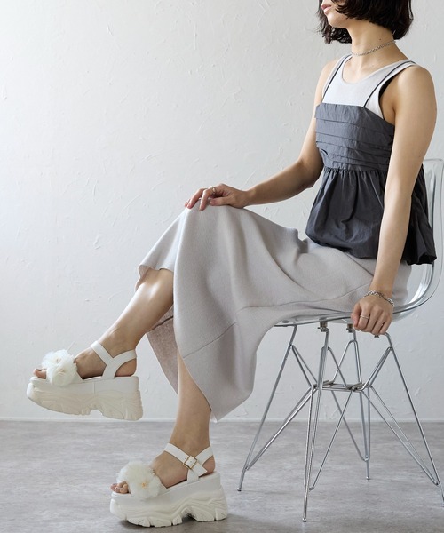 ラブリーフラワーコサージュ厚底サンダル*5㎝*2色*追跡送料込 ラブリーフラワーコサージュ厚底サンダル*5㎝*2色*追跡送料込