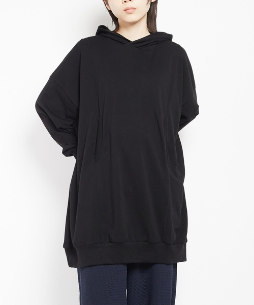 gomme（ゴム）の「60/-ファイン裏毛　ビッグパーカー（パーカー・レディース・トップグレー/チャコールグレー/ブラック・MEDIUM）」の2枚目の写真