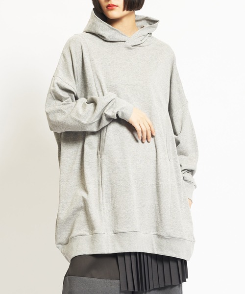 gomme（ゴム）の「60/-ファイン裏毛　ビッグパーカー（パーカー・レディース・トップグレー/チャコールグレー/ブラック・MEDIUM）」の3枚目の写真