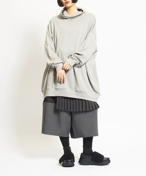gomme（ゴム）の「60/-ファイン裏毛　ビッグパーカー（パーカー・レディース・トップグレー/チャコールグレー/ブラック・MEDIUM）」の5枚目の写真