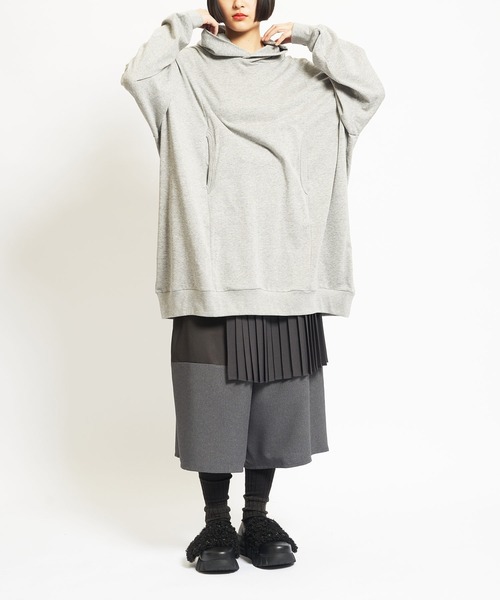 gomme（ゴム）の「60/-ファイン裏毛　ビッグパーカー（パーカー・レディース・トップグレー/チャコールグレー/ブラック・MEDIUM）」の6枚目の写真