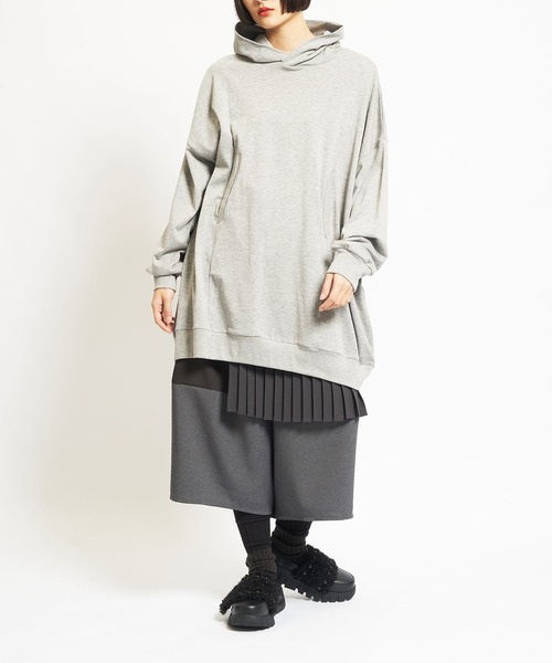 gomme（ゴム）の「60/-ファイン裏毛　ビッグパーカー（パーカー・レディース・トップグレー/チャコールグレー/ブラック・MEDIUM）」の4枚目の写真