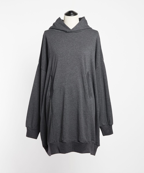 gomme（ゴム）の「60/-ファイン裏毛　ビッグパーカー（パーカー・レディース・トップグレー/チャコールグレー/ブラック・MEDIUM）」の22枚目の写真