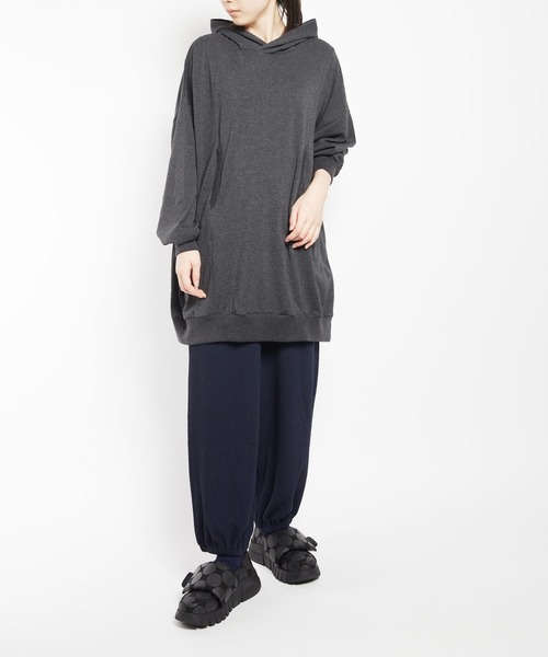 gomme（ゴム）の「60/-ファイン裏毛　ビッグパーカー（パーカー・レディース・トップグレー/チャコールグレー/ブラック・MEDIUM）」の9枚目の写真