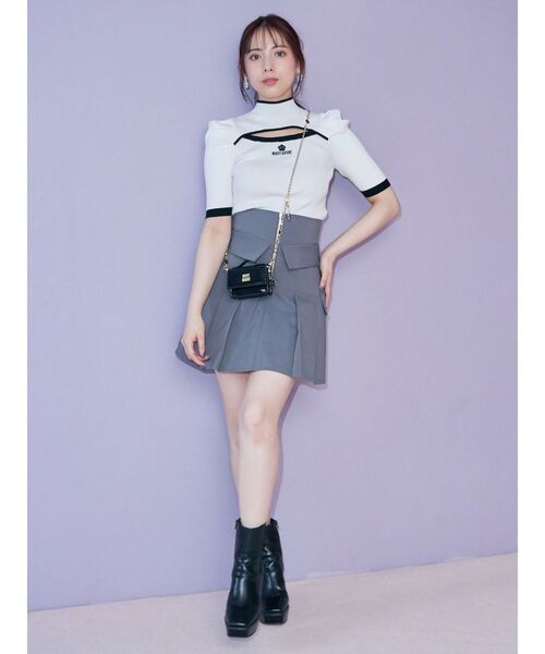 MERCURYDUO（マーキュリーデュオ）の「【MARY QUANTコラボ】バイカラーカットアウトリブニット（ニット/セーター・レディース・オフホワイト・FREE）」の4枚目の写真