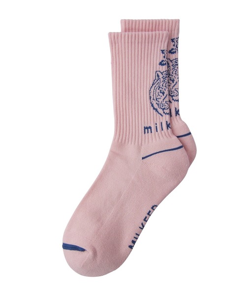 MILKFED.（ミルクフェド）の「TIGER JACQUARD SOCKS（ソックス/靴下・レディース・ブラック/ホワイト/ライトピンク・ONE SIZE）」の3枚目の写真