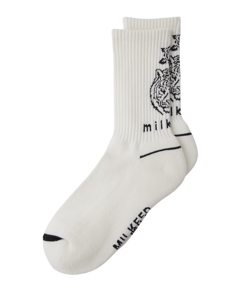 MILKFED.（ミルクフェド）の「TIGER JACQUARD SOCKS（ソックス/靴下・レディース・ブラック/ホワイト/ライトピンク・ONE SIZE）」の4枚目の写真