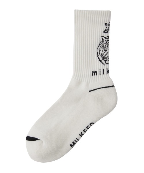 MILKFED.（ミルクフェド）の「TIGER JACQUARD SOCKS（ソックス/靴下・レディース・ブラック/ホワイト/ライトピンク・ONE SIZE）」の5枚目の写真